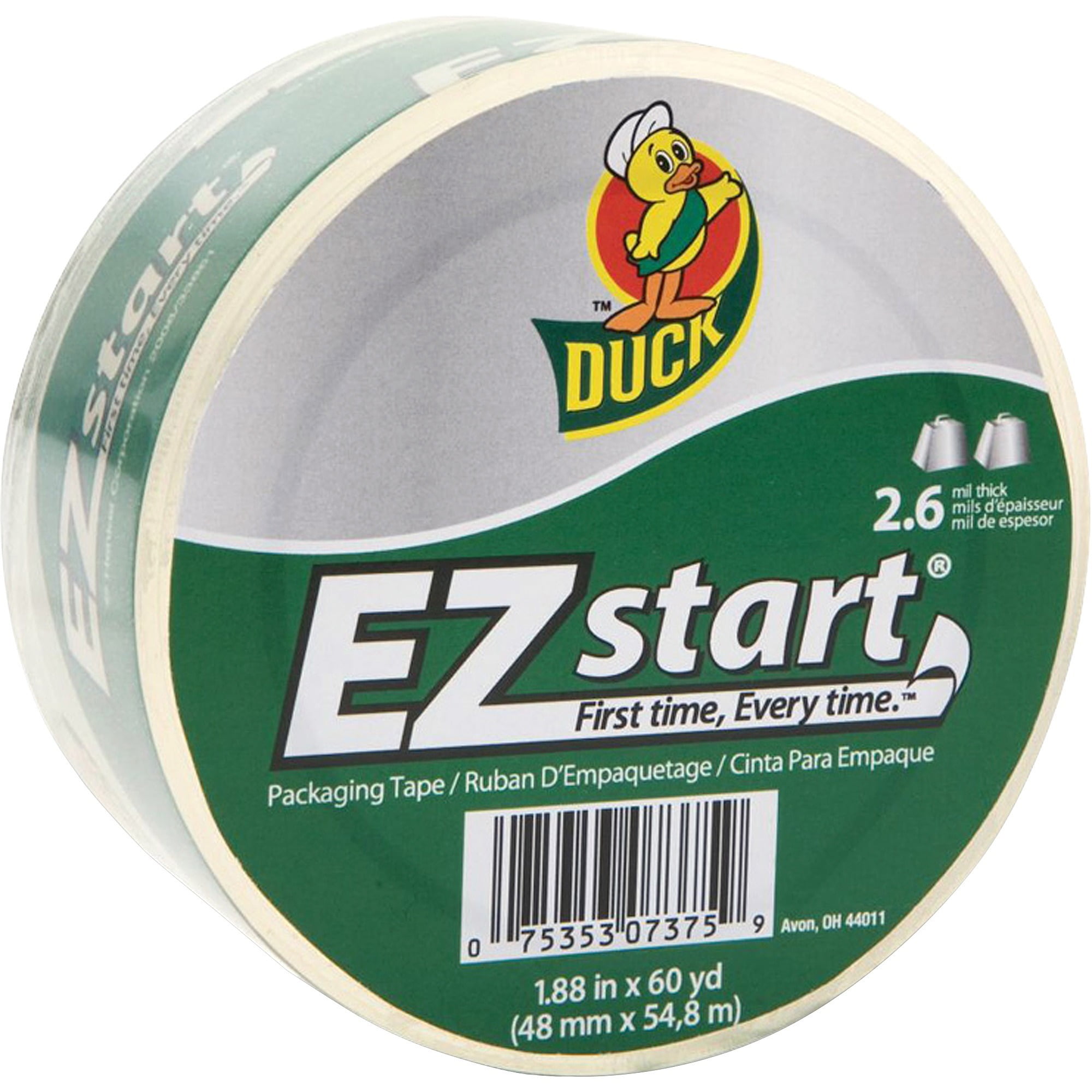 Duck Brand Brand EZ START Packaging Tape, Clear, 1 Roll (Quantity