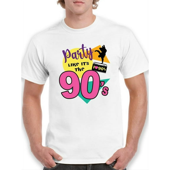 Smartprints Mens Graphic Tee - Party Like Its The 90s Art - Regular Fit 100% Cotton