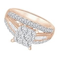 thumbnail image 2 of AFFY (1.5 cttw) Round & Baguette Shape White Natural Diamond Three Row Fashion Ring In 10k Rose Gold Ring Size-7, 2 of 2