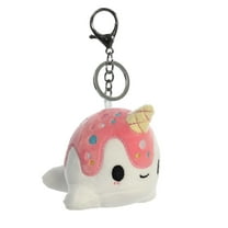 Aurora - Mini White Tasty Peach - 4.5" Vanilla-Berry Nomwhal Clip-On - Enchanting Stuffed Animal