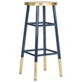 thumbnail image 3 of SAFAVIEH Emery 30" Solid Metal Gold Leaf Bar Stool, Navy, 3 of 6