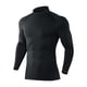 thumbnail image 2 of pstuiky camisas de hombre de manga larga, Camiseta deportiva de manga larga con cuello alto, color liso, forro polar, cálida y elástica para hombre Tops casuales para hombres s, 2 of 5