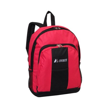 Everest Backpack with Front and Side Pockets, Hot Pink Black
