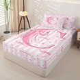 thumbnail image 2 of Homewish Cute Ribbon Bowtie Kids Zipper Twin Comforter Sets with Fitted Sheet and 2 Pillowcases,Pink Letter C Monogrammed Zipper Bedding Set For Girls Kids,Pink Reversible,4-Piece, 2 of 7