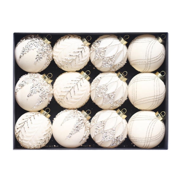 Ruifaya 8cm/12 piezas Bolas de Navidad Decoración del árbol de Navidad Bola de Navidad Decoración de Navidad N O6H0 Colgante Feliz Año Nuevo Accesorios
