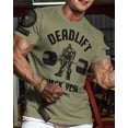 thumbnail image 2 of Gymish Deadlift Heck Yes Workout Shirt for Men – Funny Deadlift Gym T-Shirt, Motivational Lifting Tee, Military Green with Sleeve Logo, X-Large, 2 of 6