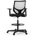 thumbnail image 1 of OLIXIS Chaise de Bureau Haute avec Anneau de Pied Réglable, Noir Foncé, 1 of 8