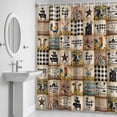 thumbnail image 5 of Vintage Brown Plaid Shower Curtain for Bathroom Decor, Chicken Cattle Pig Farmhouse Animal Waterproof Fabric Shower Curtain, 72"x96" Set with 12 Hooks, 5 of 9