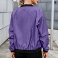 thumbnail image 6 of Zip Up Casual Jacket for Women Oversized Long Sleeve Coat Light Windbreaker With Ribbed Cuffs Pockets Purple L, 6 of 8
