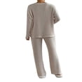 thumbnail image 3 of Women’s Two Piece Outfits Set Long Sleeve V Neck Ribbed Tops and Pants, 3 of 6