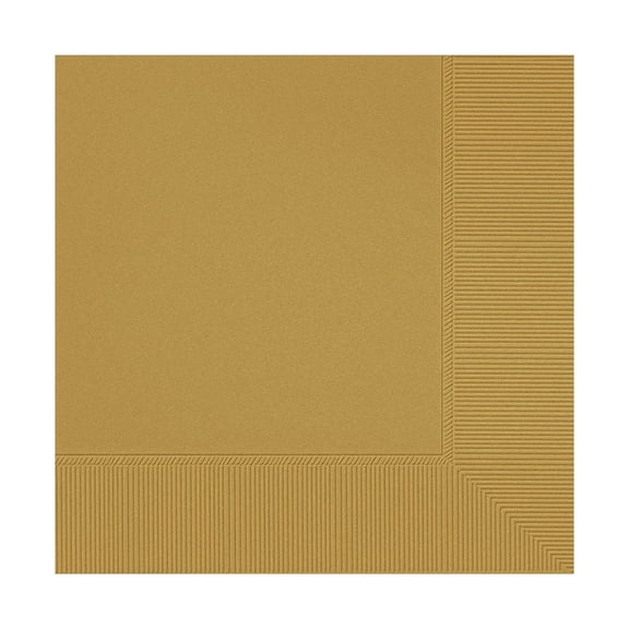 Amscan 19 3-Ply Beverage Napkins Party Supply, 5" x 5" Pack of 40, Gold