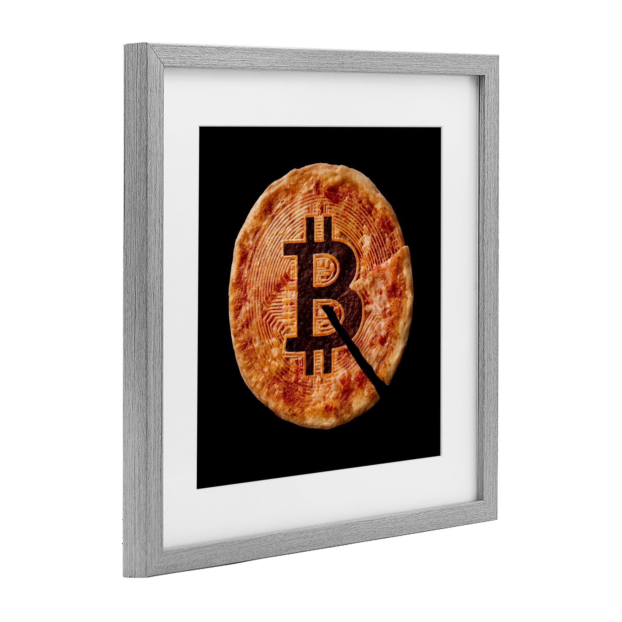 Stupell Industries Crypto Pizza Slice Gray Framed Print Under Glass, design by Svetlana Aleynikova