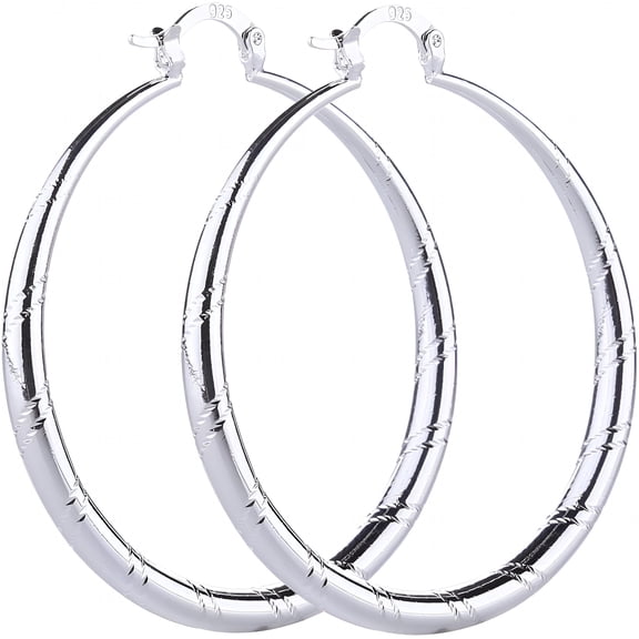 DESIGNICE Women Fashion 925 Sterling Solid Silver Ear Stud Hoop Earrings Wedding Jewelry (1.58 Inch), One Size