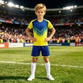 thumbnail image 5 of WAYUTE Kids Youth Boys 2 Piece Athletic Sets V Neck Short Sleeve Soccer Shirt Quick Drying Stretchy Training Outfits Casual Clothes Sets, 5 of 7