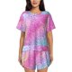 thumbnail image 1 of Fotbe Fun Rainbow Pink Conjunto de Pijama Estampado para Mujer, 2 Piezas, Ropa de Dormir con Camiseta de Manga Corta y Shorts Suaves-Medium, 1 of 6