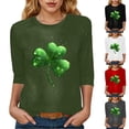 thumbnail image 4 of felwors St Patty's Day Shirt Women 2025 Casual Plus Size 3/4 Sleeve Irish Clover Shirts Funny Saint Patrick's Tunic Tops (Black, XL), 4 of 7