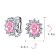 thumbnail image 4 of Bling Jewelry Womens Traditional Bridal CZ Halo Oval Stud Clip-On Earrings for Non-Pierced Ears, 4 of 5