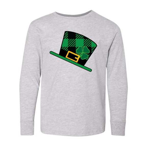 Inktastic St Patricks Day Irish Green Buffalo Plaid Long Sleeve Youth T-Shirt