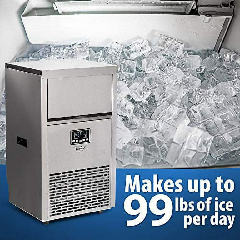 Bar Ice Maker, Freestanding Commercial Ice Maker Machine, Stainless Steel  Ice Machine for Commercial, 99lbs/24H Under Counter Ice Maker for  Home/Office/Bar/Restaurant, 33lbs Storage Capacity, A3385 