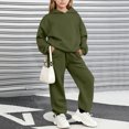 thumbnail image 6 of BXJX Girls Outfit Sets, School Long Sleeve Outdoor 2 Piece Hoodies and Joggers Sets Army Green Size 10-11 T, 6 of 7