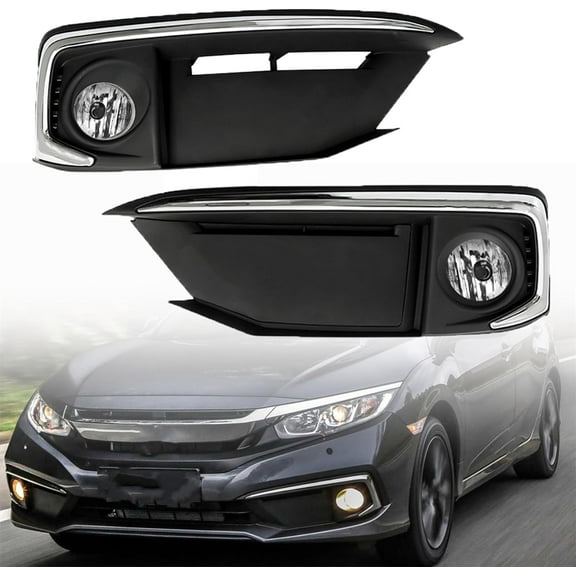 waltyotur 2-Pack Fog Light Assembly with H8 Bulbs, Fog Light Covers and Harness Switch Kit Replacement for 2019 2020 Civic Coupe/Sedan