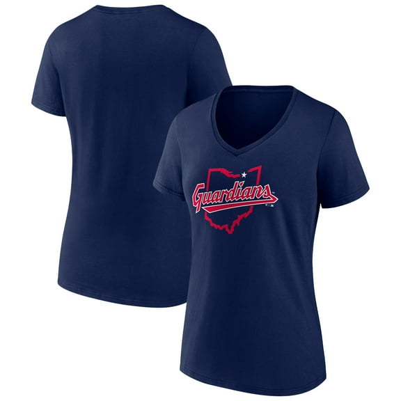 Women's Navy Cleveland Guardians Hometown State Guard V-Neck T-Shirt