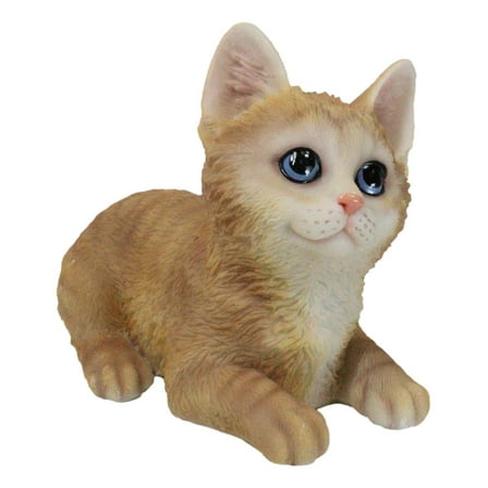 Lifelike Adorable Sitting Orange Tabby Feline Kitten Cat Pet Pal Figurine
