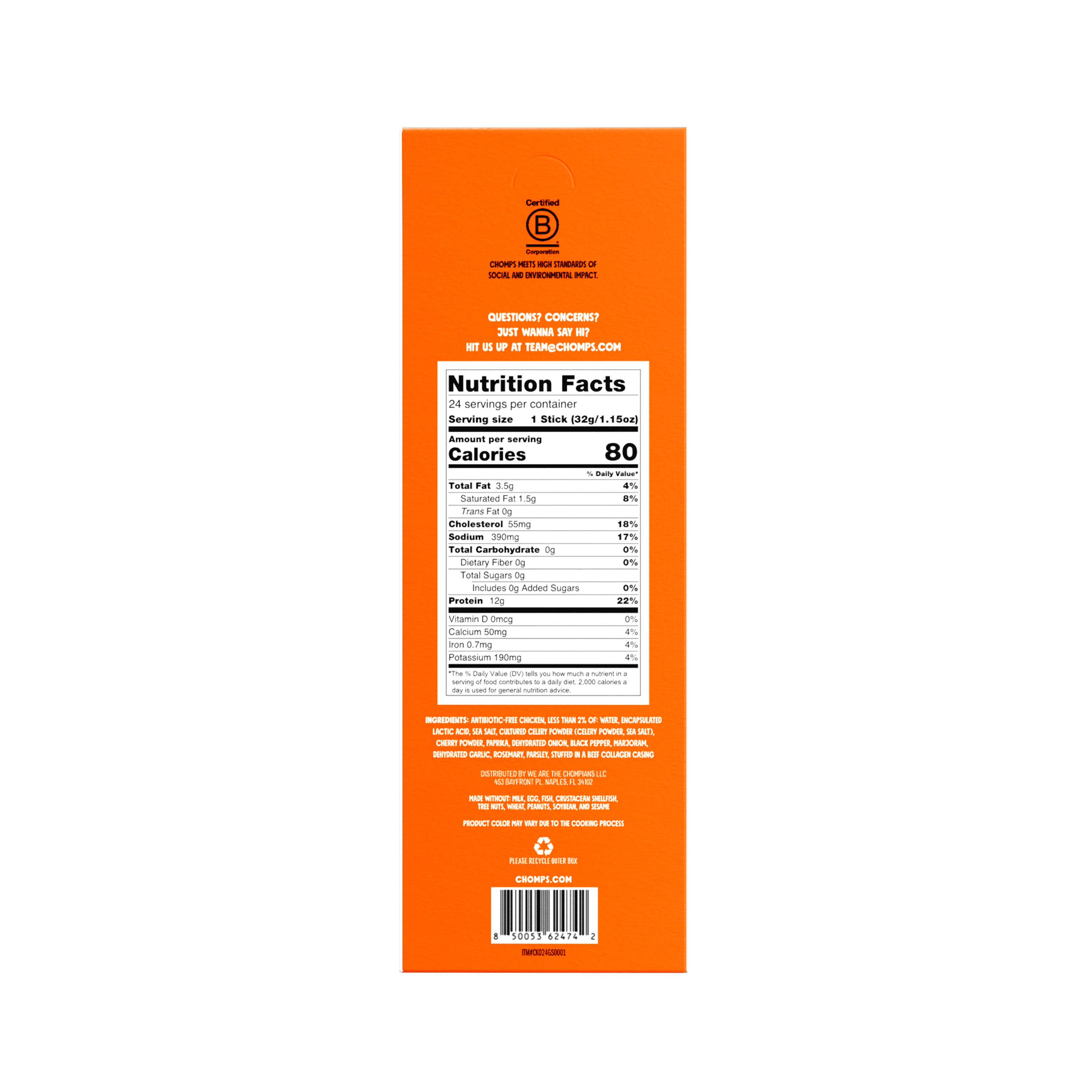 Chomps Antibiotic Free Original Chicken Sticks (24 Count)