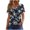 Navy, variant on Shirts for Women Short Sleeved Square Collar Pleated Printed T-shirt Navy XL