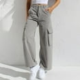 thumbnail image 6 of Siilsaa Women Jeans Wide Leg Womens Casual Wide Leg Pants High Waisted Button Down Straight Long Trousers Palazzo Pants Grey,L, 6 of 8