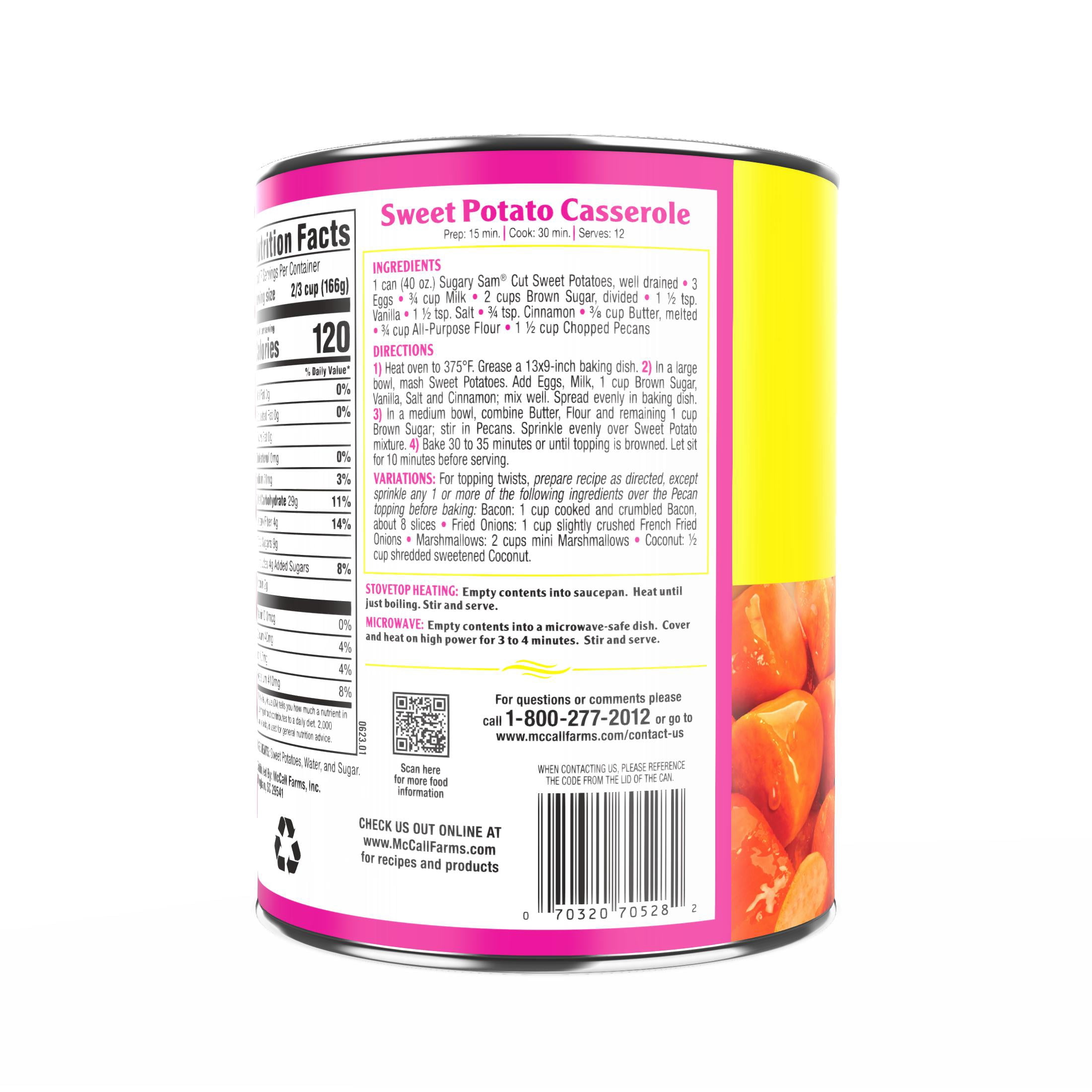 (4 pack) Sugary Sam Golden Cut Sweet Potatoes Yams in Syrup, 40 oz., Can
