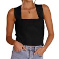 thumbnail image 5 of Summer Sleeveless Square Neck Solid Color Slim Fit Tank Tops, 5 of 6
