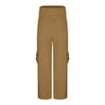 thumbnail image 3 of Women's High Waist Straight Leg Yoga Pants, Breathable Elastic Tummy Control Leggings, Butt Lifting Pocket Design, Slim Fit Workout Tights, Comfortable Everyday Wear Khaki M, 3 of 4