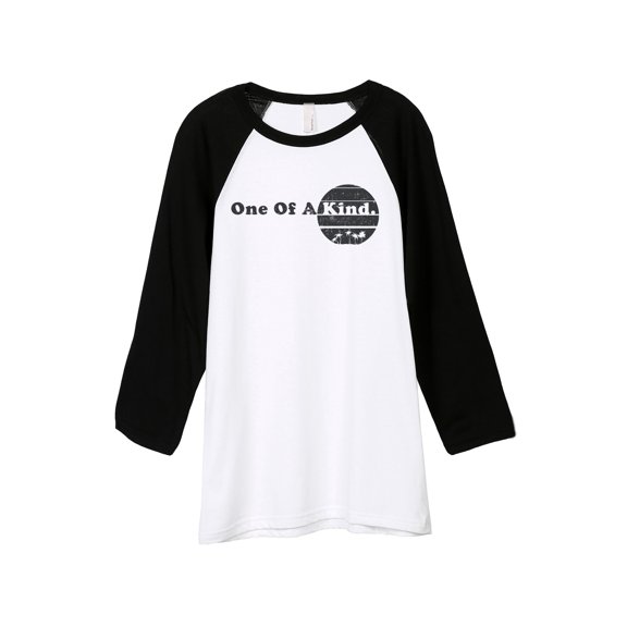 One Of A Kind Unisex 3/4 Sleeves Baseball Raglan T-Shirt Tee White Black X-Small