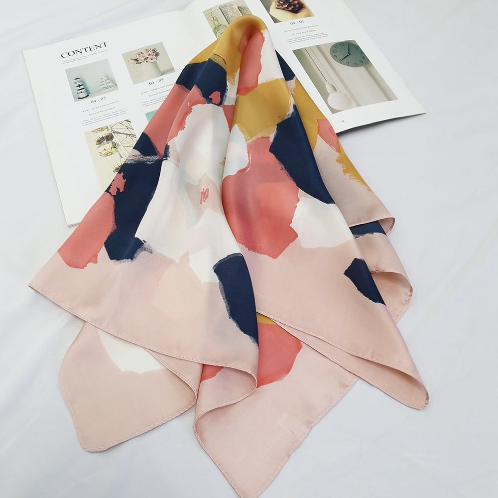 FONYVE Silk Feeling Scarf Medium Square Satin Head Scarf for Women with Gift Packed 27.5" × 27.5"