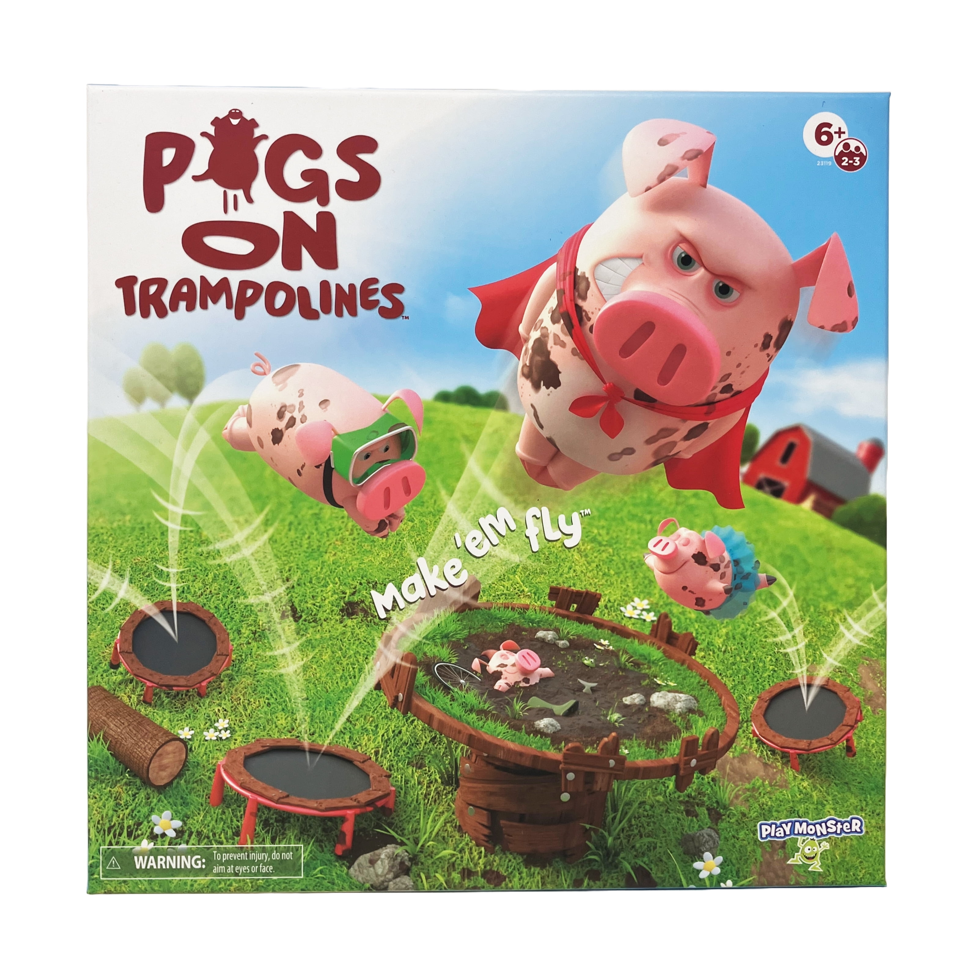 PlayMonster Pigs on Trampolines, Family Board Game, 2 to 3 Players, Children Ages 6+