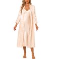thumbnail image 2 of INSPIRE CHIC Women's Satin Nightwear Robe Nightgown Sets Lace Trim Long Sleeve Kimono Bathrobe Bridesmaid Wedding Bride Robe M Champagne, 2 of 5