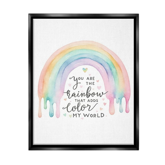 Stupell Industries Dripping Inspirational Rainbow Inspirational Painting Black Floater Framed Canvas Art Print Wall Art, 17 x 21