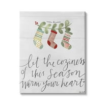 Stupell Indtries Coziness of this Season Phrase Festive Holiday Stockings,30 x 40,Design by Katie Doucette