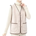 thumbnail image 2 of Mgmyaa Fleece Vest Women's Sleeveless V-Neck Button Down Short Sherpa Jacket Casual Outerwear, 2 of 8