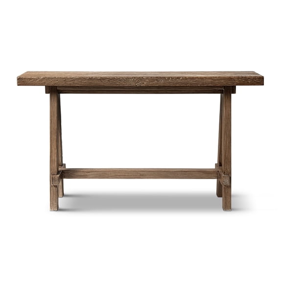 Hawthorne 60" Solid Reclaimed Elm Trestle Console Table Heritage Medium-Dark Brown