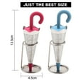 thumbnail image 2 of 2 infusores de té reutilizables con forma de paraguas y bandeja antigoteo para tazas de té, jarras y teteras, colador de té de malla fina de acero inoxidable con tapa de silicona para té, 2 of 8