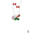 thumbnail image 2 of Delight Jewelry Silvertone Domed Multi Color RNA Christmas Kiss Charm Necklace and Stud Earrings, 2 of 4