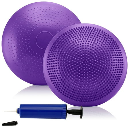 Wobble Balance Cushion Inflatable Balance Board Disc Yoga Fitness Trainer Gym Stability Air Cushion Wobble Pad Physio w/ Pump - Purple ()
