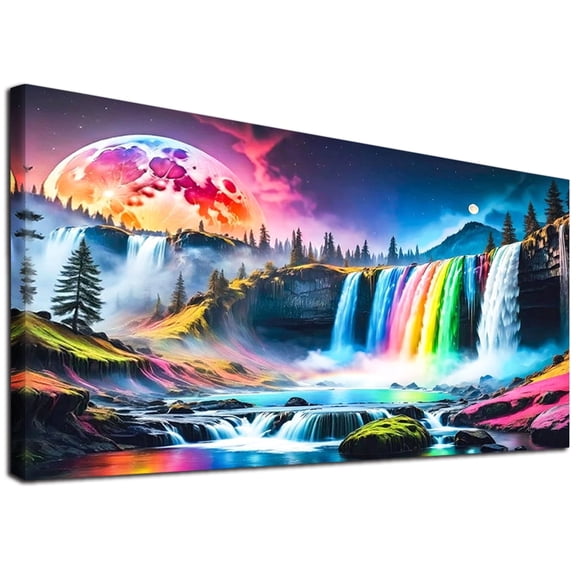 YALKIN Large Diamond Painting Kit for Adults, 27.6 x 15.7 Inch Colorful Waterfall, Full Round Drill Diamond Art for Wall Decor