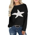 thumbnail image 2 of Sweaters for Women 2024 Trendy Front Star Printed Crewneck Sweater Casual Knitted Lightweight Pullover Sweater Shermie, 2 of 6