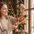 thumbnail image 7 of MMJ Christmas Decor Rattan Wreath with Dried Orange Pinecones Berries, Five-Pointed Star Hanging for Door Wall Christmas Decor 9.84x9.84in, 7 of 7