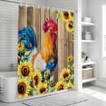 thumbnail image 6 of Farmhouse Rooster Shower Curtain, Waterproof Shower Curtains for Bathroom, Retro Botanical Sunflower Floral Wood Washable Fabric Bathtub Curtain Set Bath Decor with 12 Hooks Standard 72"x72", 6 of 8