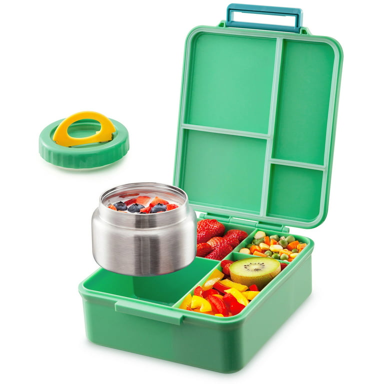 Caperci Kids Bento Lunch Box with Insulated Thermos - Leakproof  4-Compartment Lunch Food Containers for Kids and Teens, Two Temperature  Zones, Versatile (Green) 