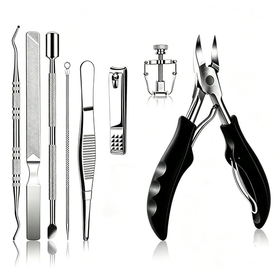 VOTUYB 8 Pack Ingrown Toenail Tool Kit, Heavy Duty Ingrown Toenail Clippers, Nail File, Cuticle Pusher, Toe Nail Corrector, Professional Pedicure Manicure Tools for Thick Nails & Paronychia Care